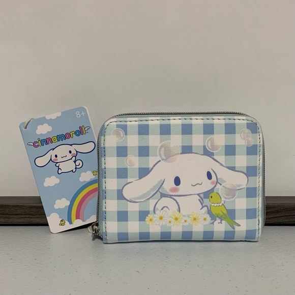 Loungefly x Sanrio Cinnamoroll Daisy Gingham Mini Backpack & Mini Zip Wallet-New - Picture 8 of 12